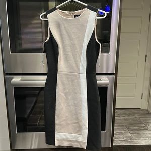 White House Black Market Colorblock Dress, Black, Beige, White Size 00